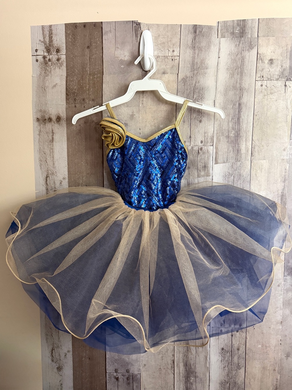 Blue and Gold Sequin Tutu Dress for Girls - Kids Dance Costume